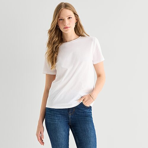 Ana Womens Crew Neck Short Sleeve T-shirt In White