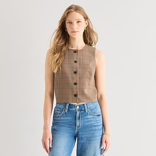 A.N.A Womens Crew Neck Sleeveless Vest, Large, Brown