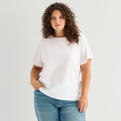 Ana Womens Plus Crew Neck Short Sleeve T-shirt In White