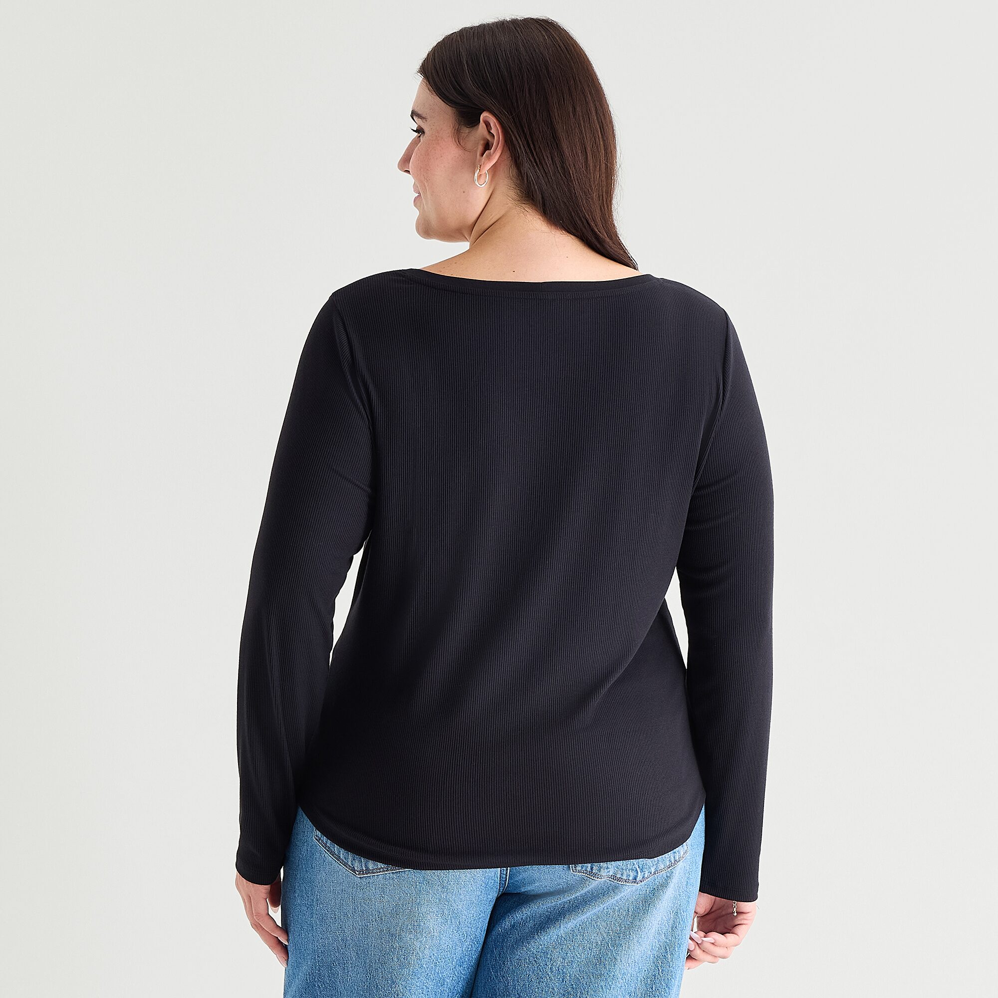 a.n.a Womens Plus Long Sleeve Regular Fit Henley Shirt