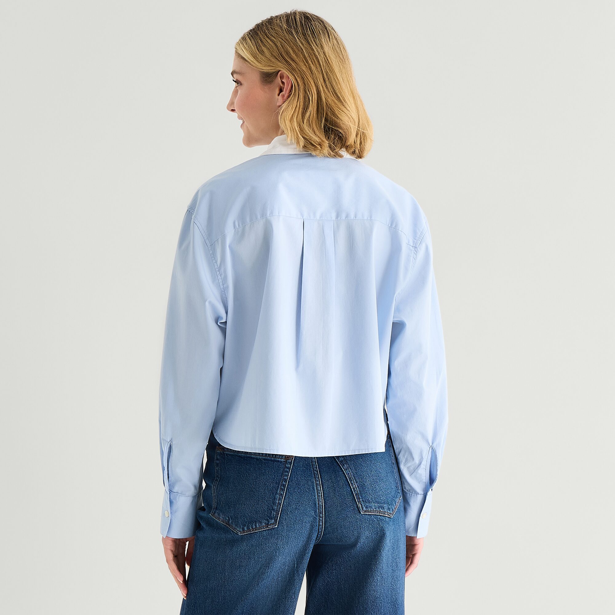 A.N.A Cropped Womens Cuffed Long Sleeve Regular Fit Button-Down Shirt