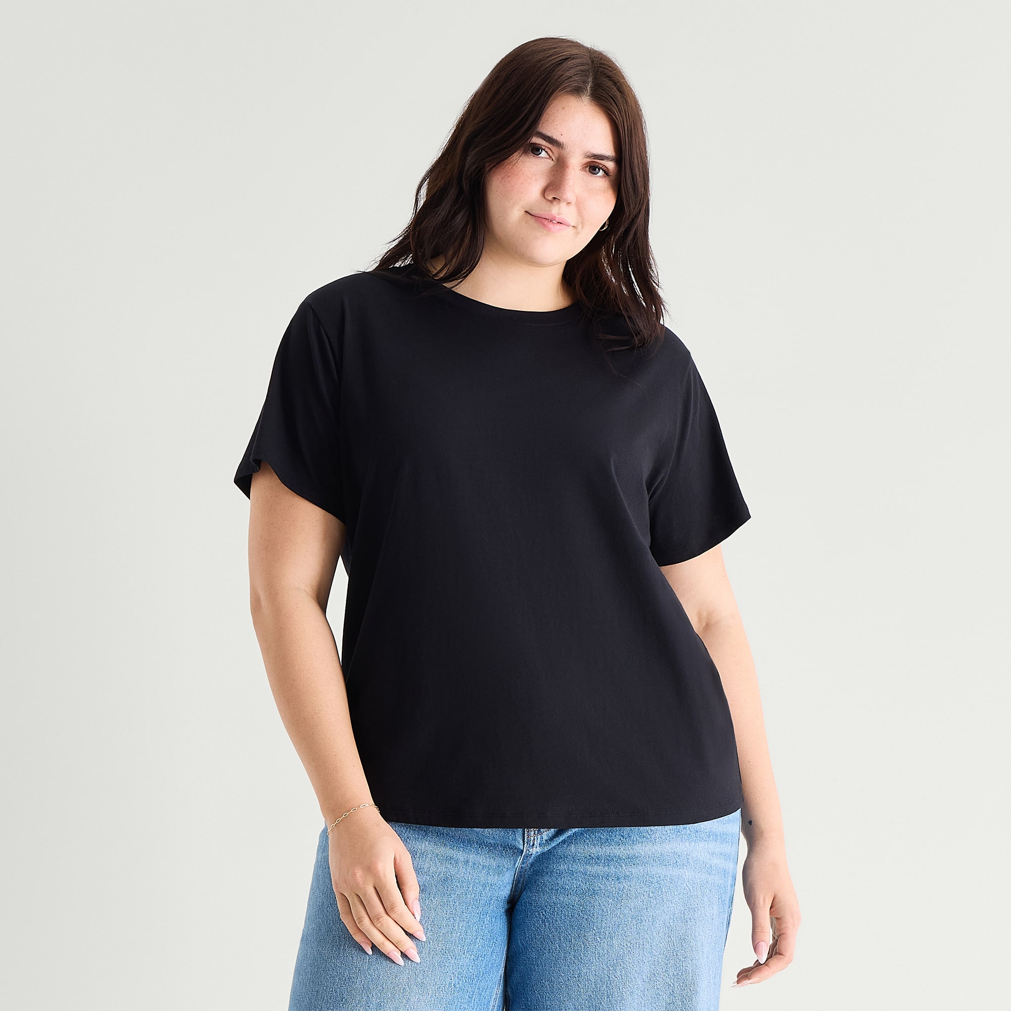 A.N.A Womens Plus Crew Neck Short Sleeve T-Shirt