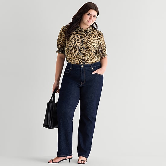 A.N.A Womens Plus Short Sleeve Blouse