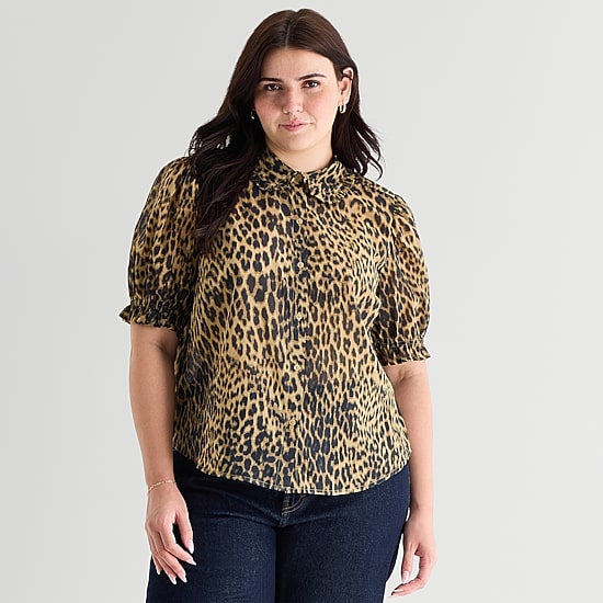 A.N.A Womens Plus Short Sleeve Blouse