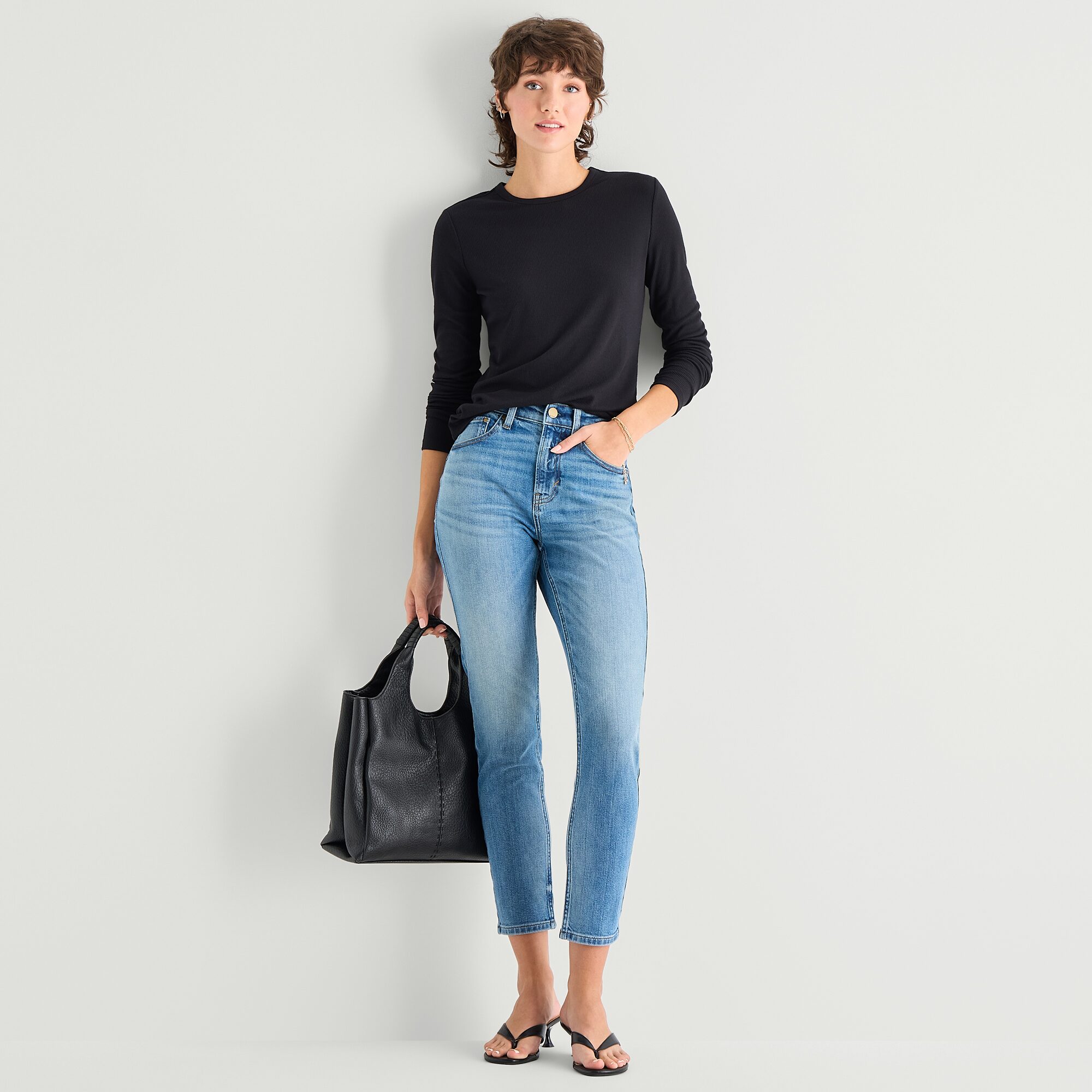 a.n.a Womens Crew Neck Long Sleeve T-Shirt