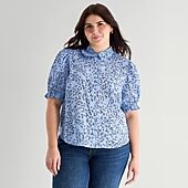 A.N.A Womens Plus Short Sleeve Blouse