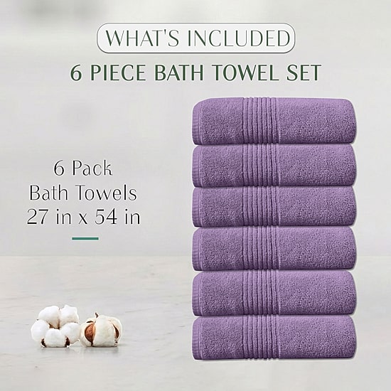 Home Weavers Inc Hazel Collection 100% Cotton Zero Twist 6-pc. Quick Dry Bath Towel Set