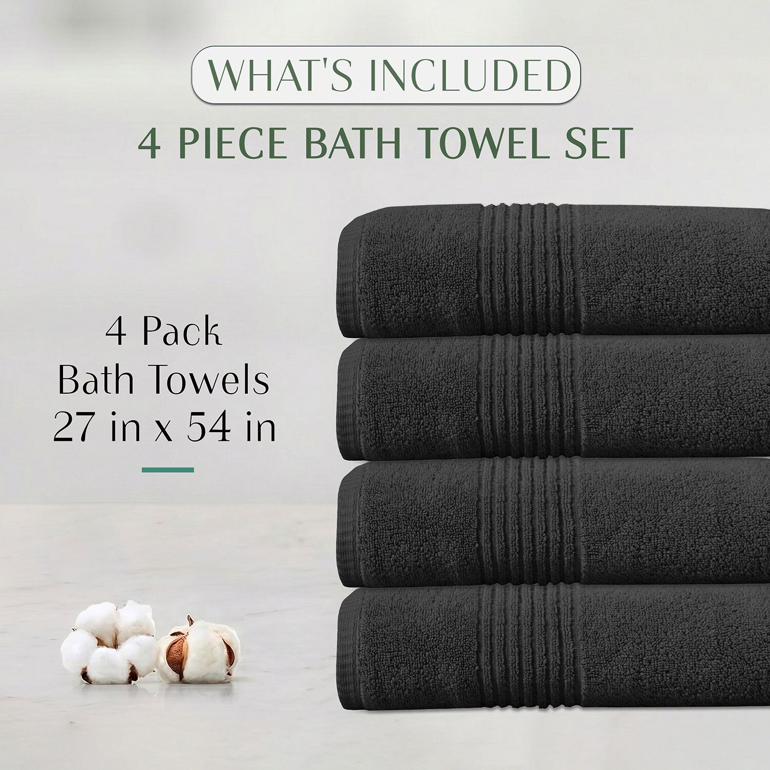 Home Weavers Inc Hazel Collection 100% Cotton Zero Twist -pc. Quick Dry Bath Towel Set