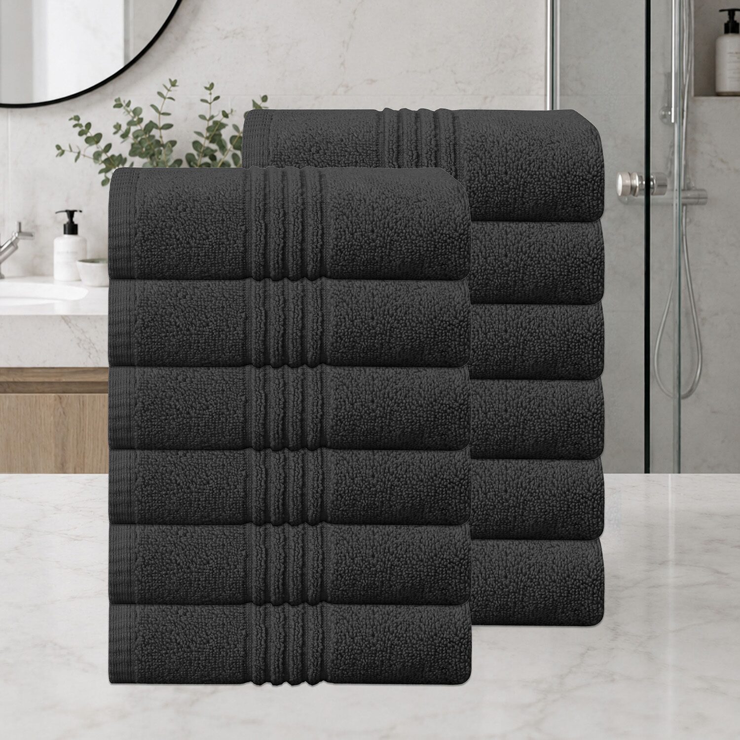 Home Weavers Inc Hazel Collection 100% Cotton Zero Twist -pc. Quick Dry Bath Towel Set