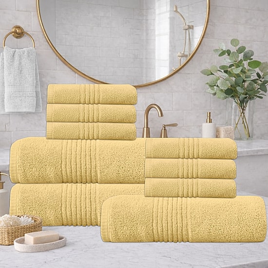 Home Weavers Inc Hazel Collection 100% Cotton Zero Twist 9-pc. Quick Dry Bath Towel Set