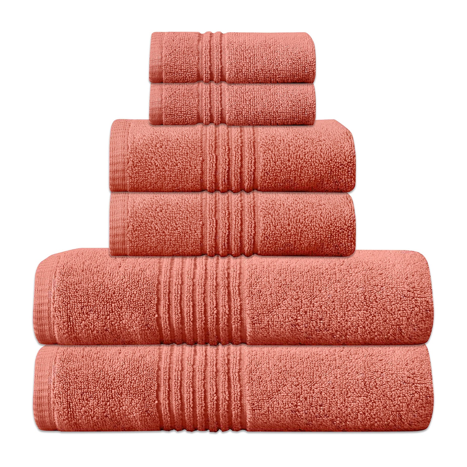 Home Weavers Inc Hazel Collection 100% Cotton Zero Twist Super Absorbent 6-pc. Quick Dry Bath Towel Set