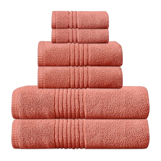 Home Weavers Inc Hazel Collection 100% Cotton Zero Twist Super Absorbent 6-pc. Quick Dry Bath Towel Set