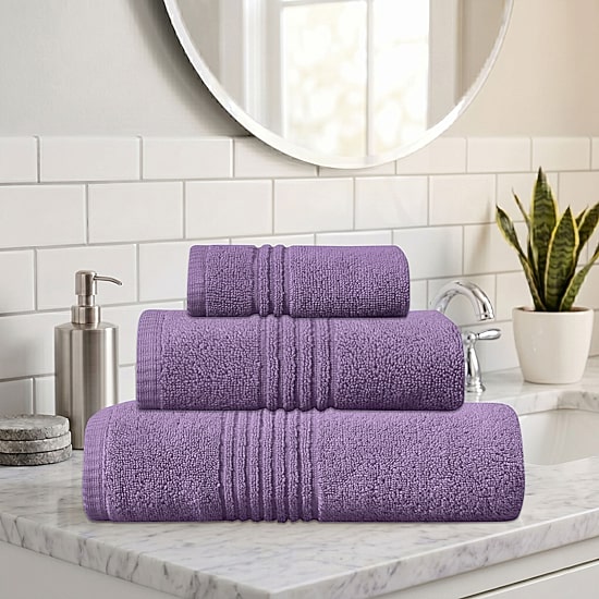 Home Weavers Inc Hazel Collection 100% Cotton Zero Twist Super Absorbent 3-pc. Quick Dry Bath Towel Set