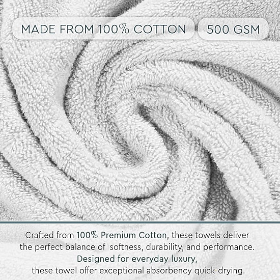 Home Weavers Inc Hazel Collection 100% Cotton Zero Twist Super Absorbent 6-pc. Quick Dry Bath Towel Set