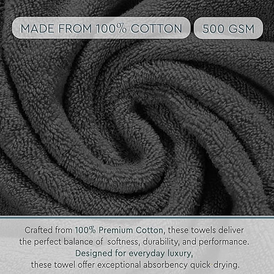 Home Weavers Inc Hazel Collection 100% Cotton Zero Twist Super Absorbent 8-pc. Quick Dry Bath Towel Set