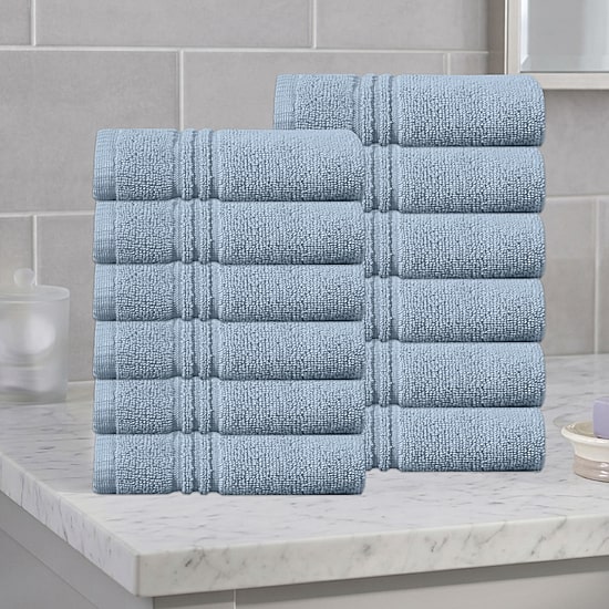 Home Weavers Inc Hazel Collection 100% Cotton Zero Twist 12-pc. Quick Dry Washcloth