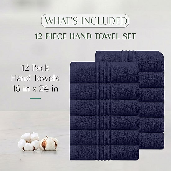 Home Weavers Inc Hazel Collection 100% Cotton Zero Twist 12-pc. Quick Dry Bath Towel Set