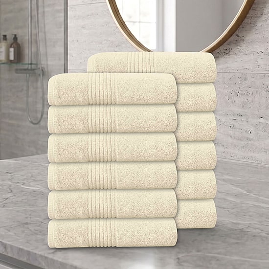 Home Weavers Inc Hazel Collection 100% Cotton Zero Twist 12-pc. Quick Dry Bath Towel Set