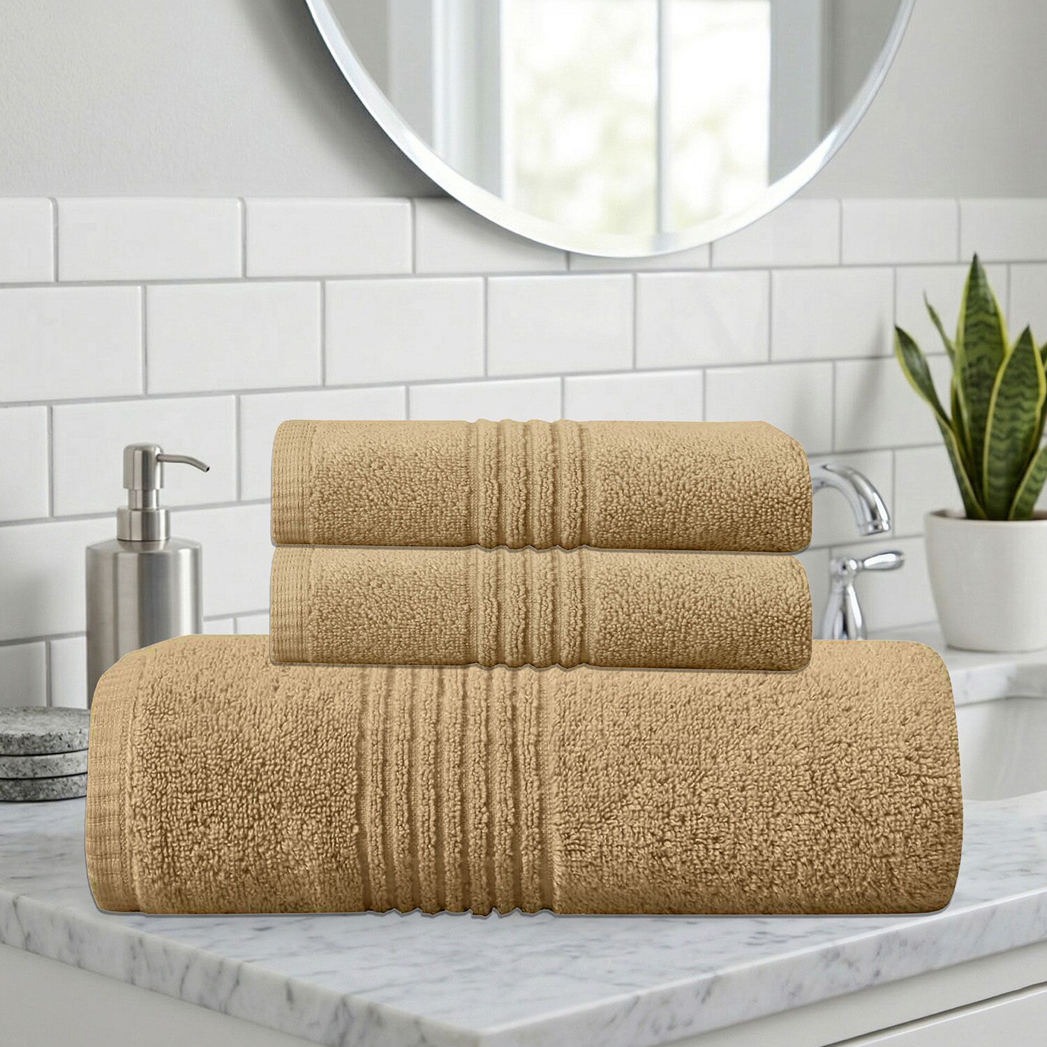 Home Weavers Inc Hazel Collection 100% Cotton Zero Twist Super Absorbent -pc. Quick Dry Bath Towel Set