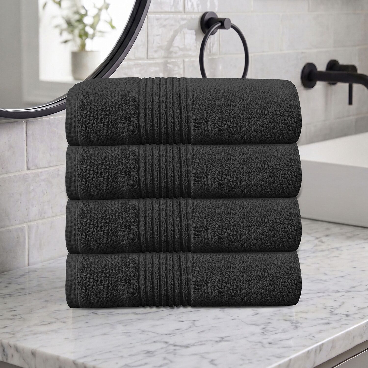 Home Weavers Inc Hazel Collection 100% Cotton Zero Twist -pc. Quick Dry Bath Towel Set