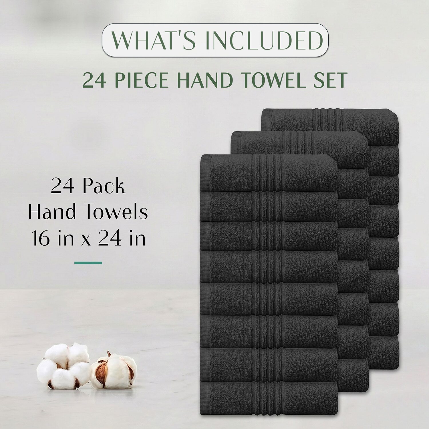 Home Weavers Inc Hazel Collection 100% Cotton Zero Twist 24-pc. Hand Towel