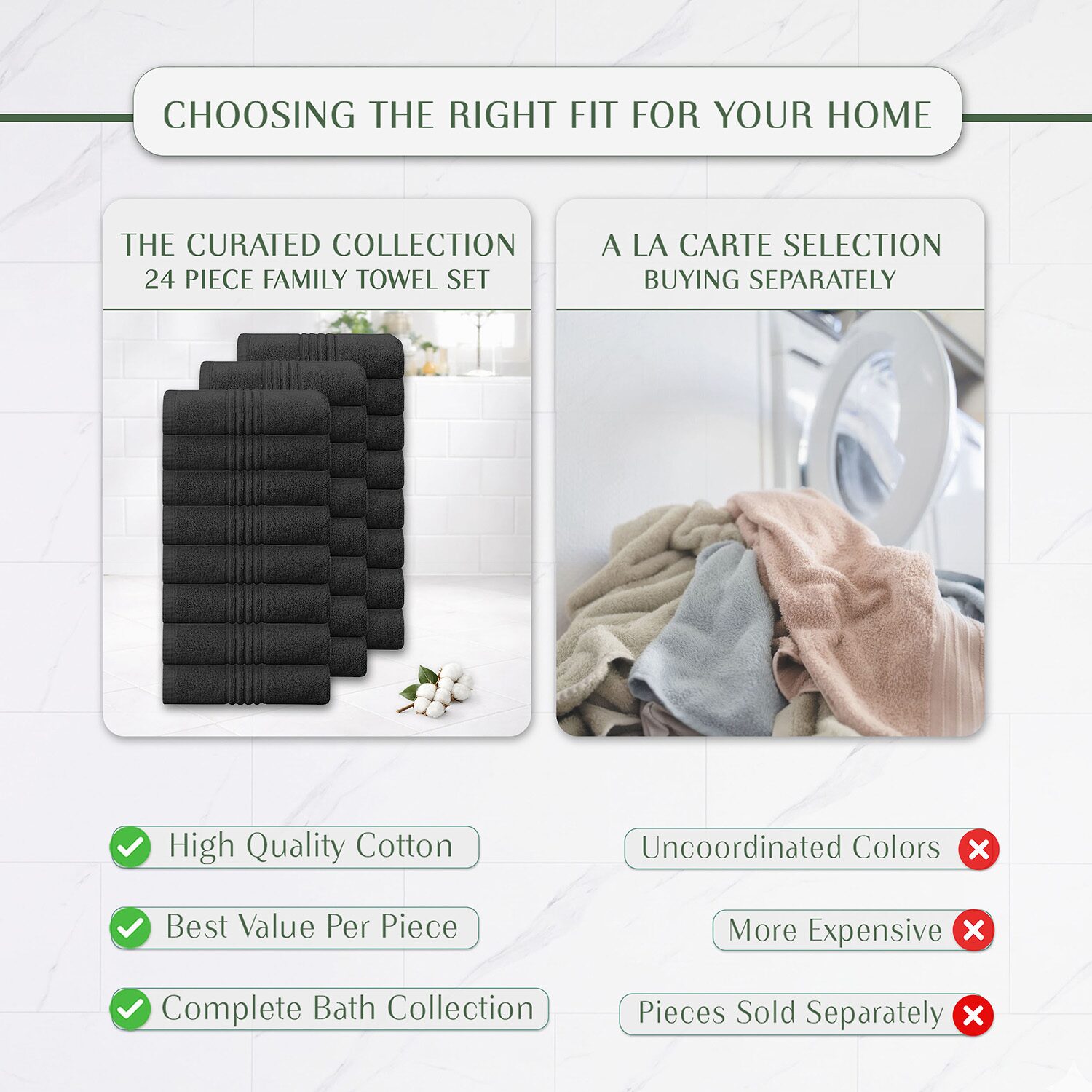 Home Weavers Inc Hazel Collection 100% Cotton Zero Twist 24-pc. Hand Towel