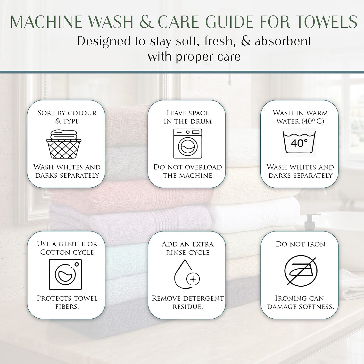 Home Weavers Inc Hazel Collection 100% Cotton Zero Twist Super Absorbent -pc. Quick Dry Bath Towel Set