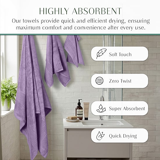 Home Weavers Inc Hazel Collection 100% Cotton Zero Twist Super Absorbent 3-pc. Quick Dry Bath Towel Set
