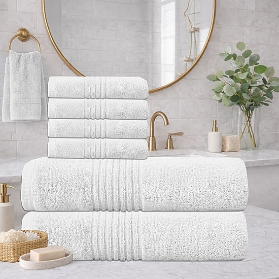 Home Weavers Inc Hazel Collection 100% Cotton Zero Twist Super Absorbent 6-pc. Quick Dry Bath Towel Set