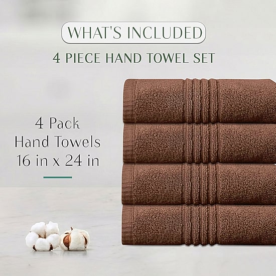 Home Weavers Inc Hazel Collection 100% Cotton Zero Twist 4-pc. Hand Towel