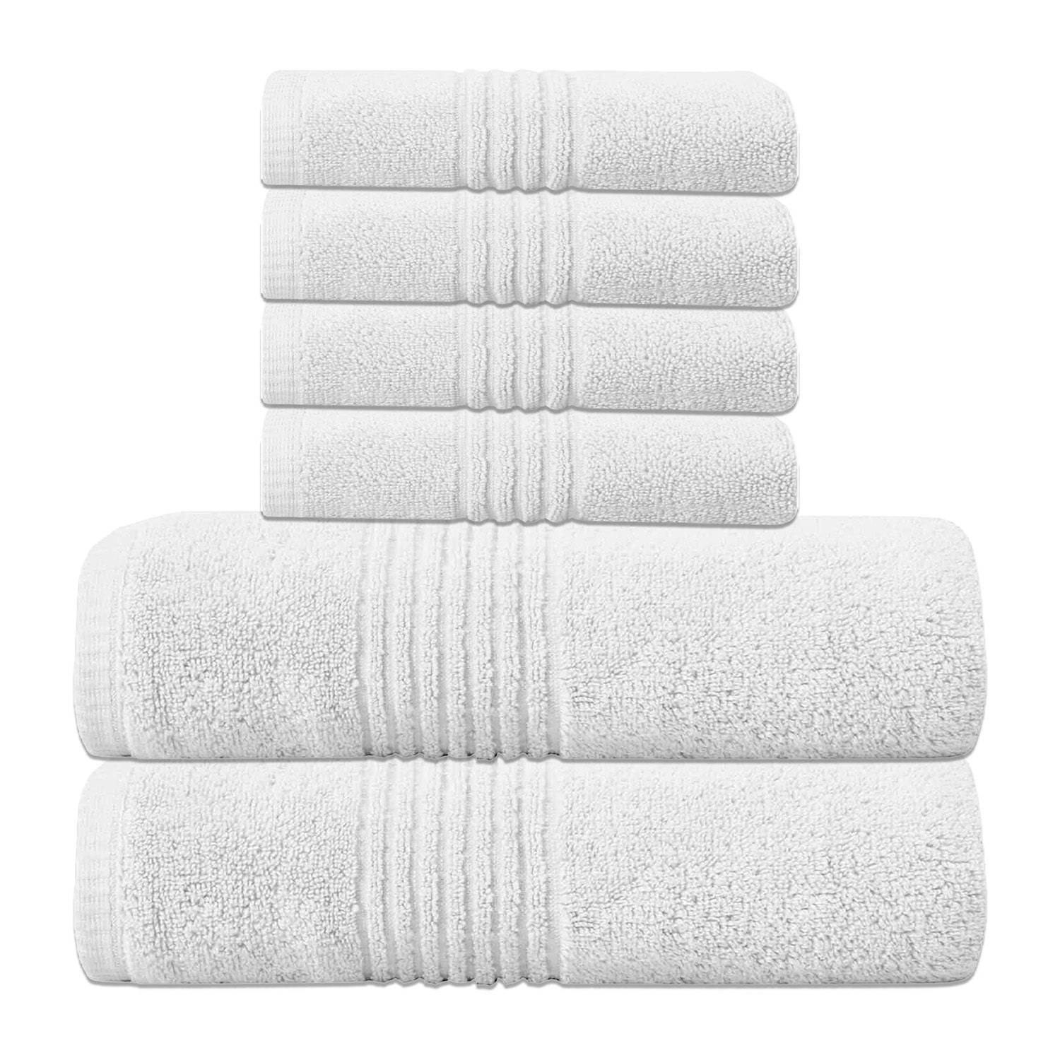 Home Weavers Inc Hazel Collection 100% Cotton Zero Twist Super Absorbent 6-pc. Quick Dry Bath Towel Set