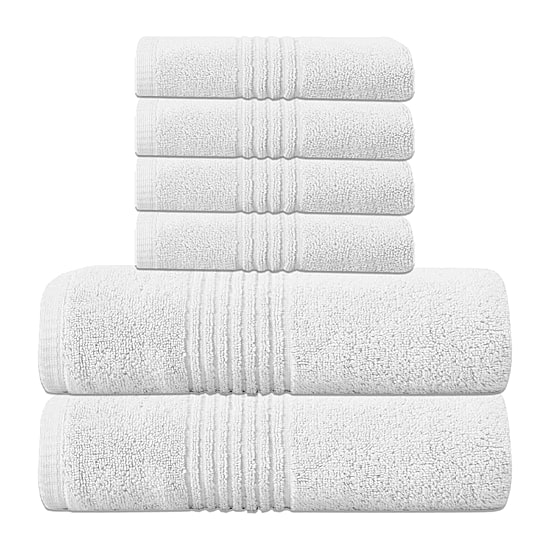 Home Weavers Inc Hazel Collection 100% Cotton Zero Twist Super Absorbent 6-pc. Quick Dry Bath Towel Set