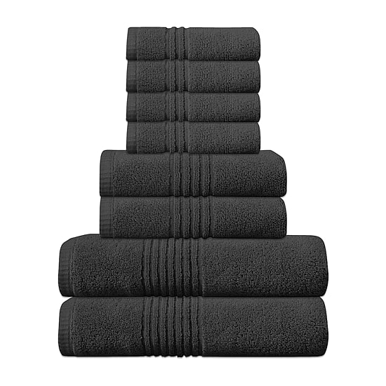 Home Weavers Inc Hazel Collection 100% Cotton Zero Twist Super Absorbent 8-pc. Quick Dry Bath Towel Set