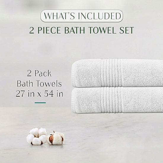 Home Weavers Inc Hazel Collection 100% Cotton Zero Twist 2-pc. Quick Dry Bath Towel Set