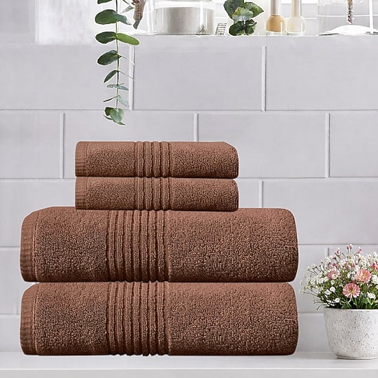 Home Weavers Inc Hazel Collection 100% Cotton Zero Twist Super Absorbent 4-pc. Quick Dry Bath Towel Set