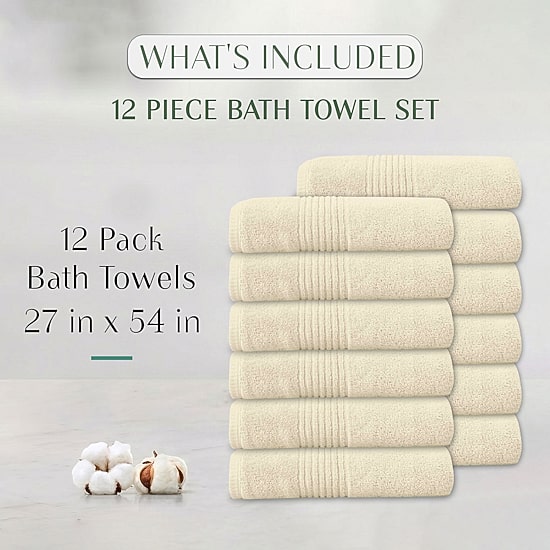Home Weavers Inc Hazel Collection 100% Cotton Zero Twist 12-pc. Quick Dry Bath Towel Set