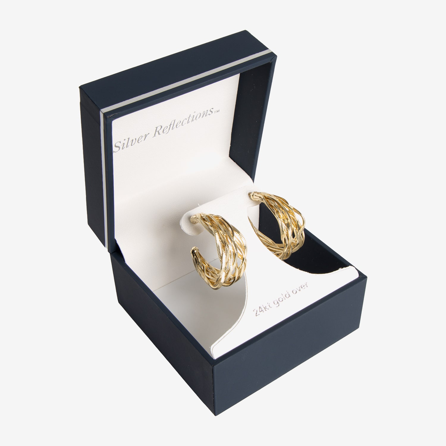 Silver Reflections Womens 14K Gold Over Brass 30mm Hoop Earrings
