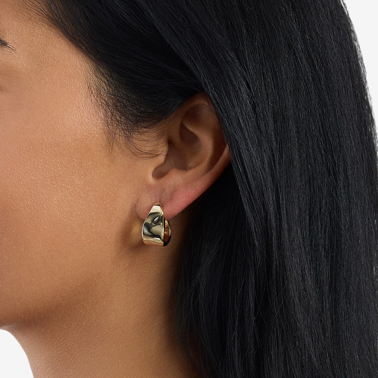Silver Reflections Womens 14K Gold Over Brass 19mm Hoop Earrings