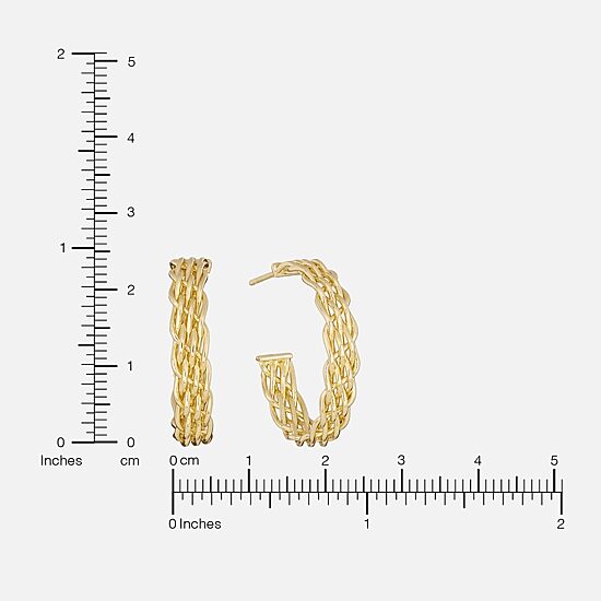 Silver Reflections Womens 14K Gold Over Brass 25mm Hoop Earrings