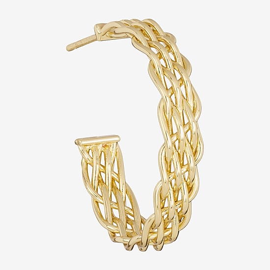 Silver Reflections Womens 14K Gold Over Brass 25mm Hoop Earrings
