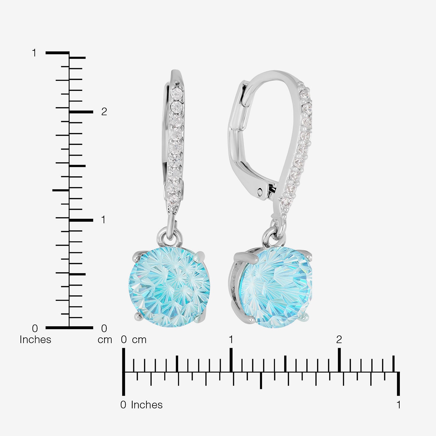 Sparkle Allure Womens Blue Cubic Zirconia Pure Silver Over Brass Drop Earrings