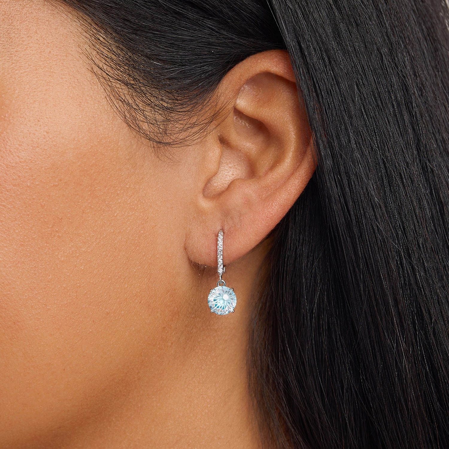Sparkle Allure Womens Blue Cubic Zirconia Pure Silver Over Brass Drop Earrings