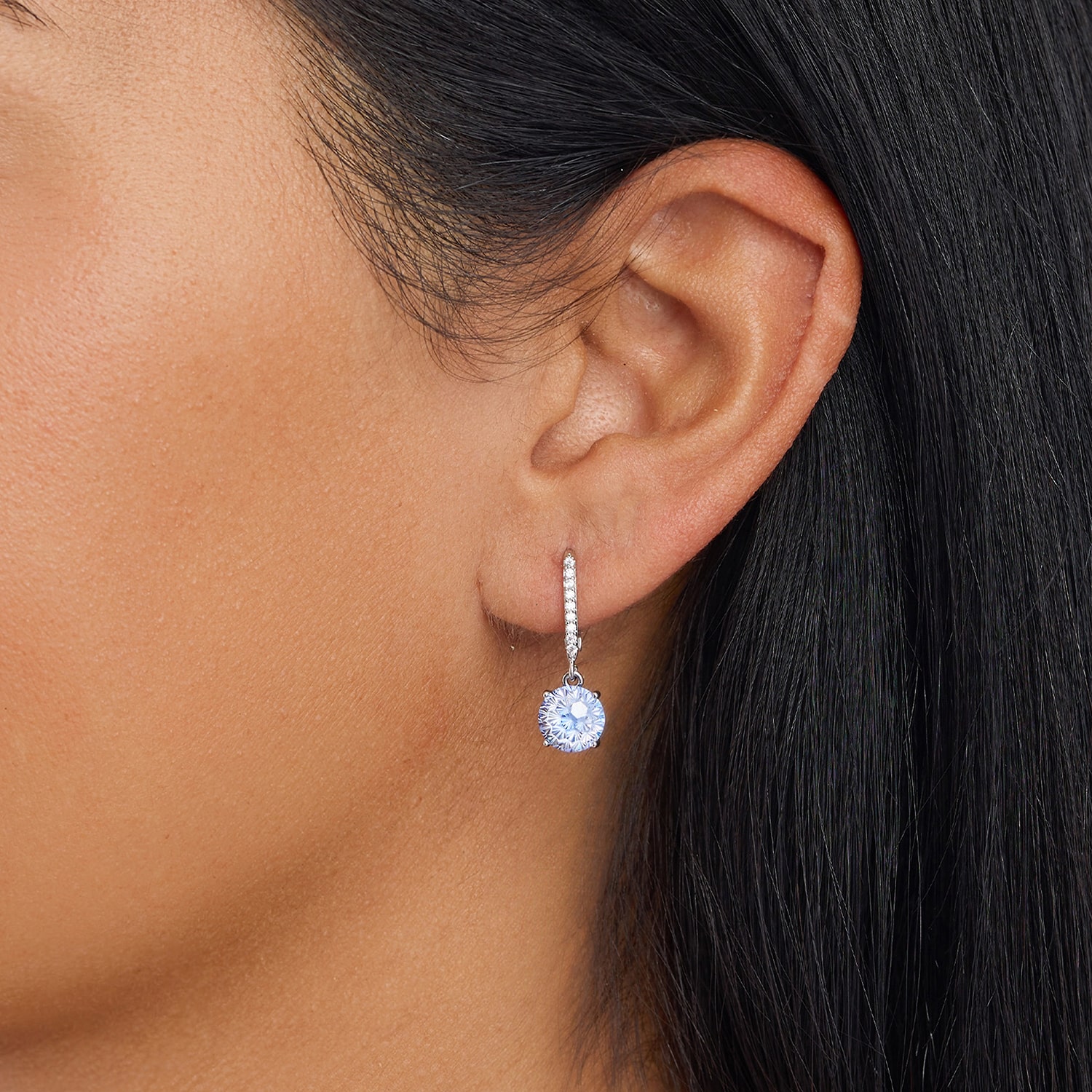 Sparkle Allure Womens Blue Cubic Zirconia Pure Silver Over Brass Drop Earrings