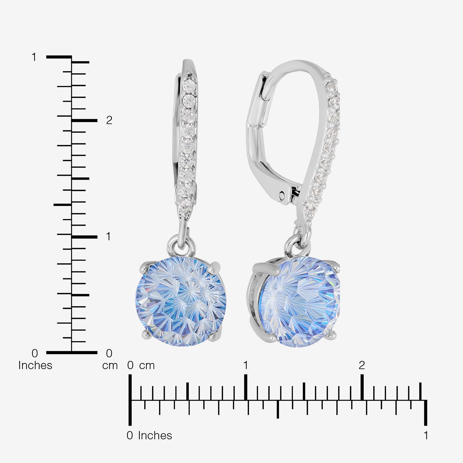 Sparkle Allure Womens Blue Cubic Zirconia Pure Silver Over Brass Drop Earrings