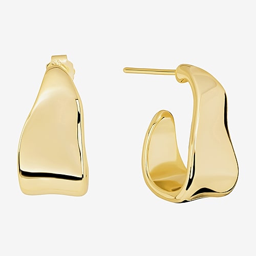Silver Reflections Womens 14k Gold Over Brass 19mm Hoop Earrings In Yellow