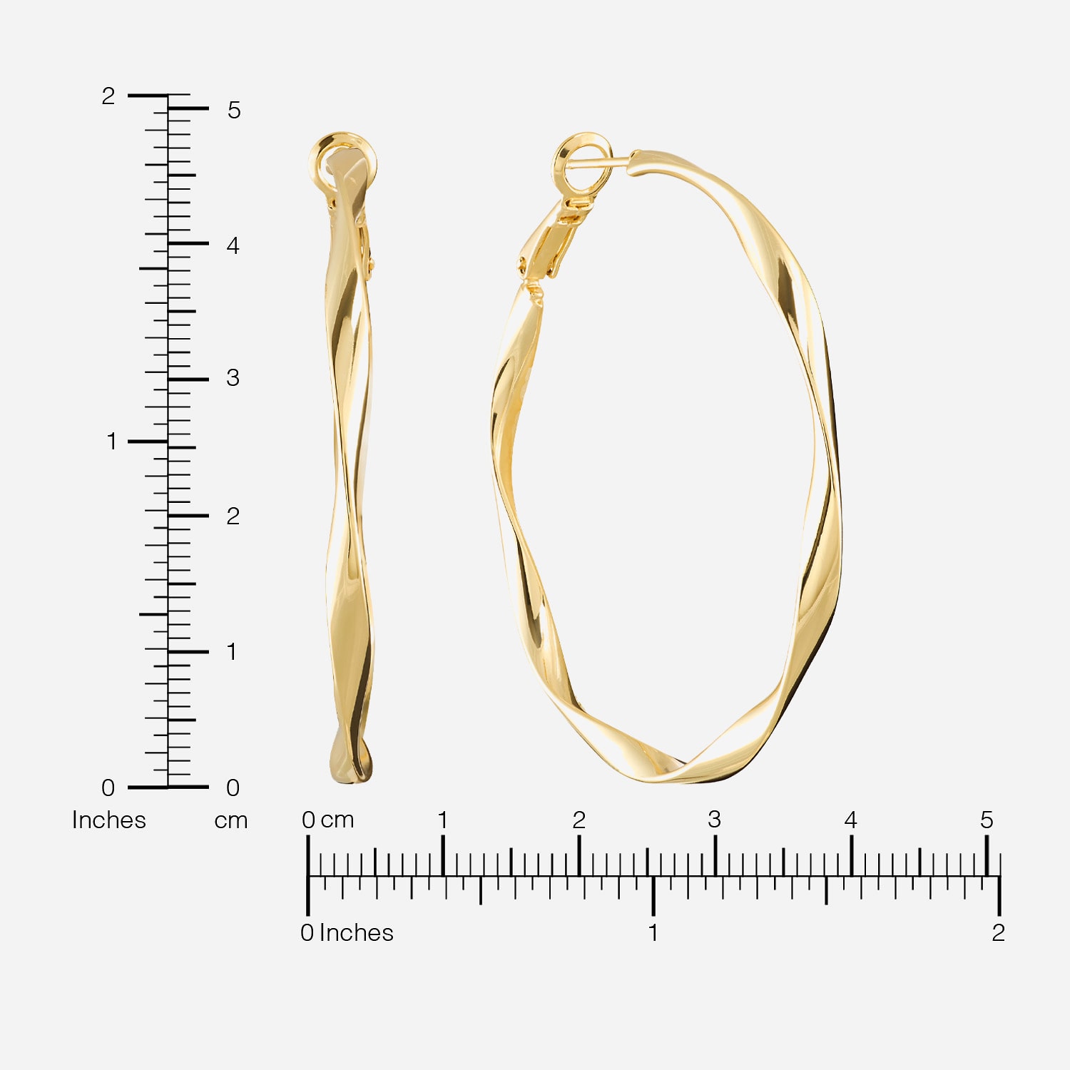 Silver Reflections Womens 14K Gold Over Brass 50mm Hoop Earrings
