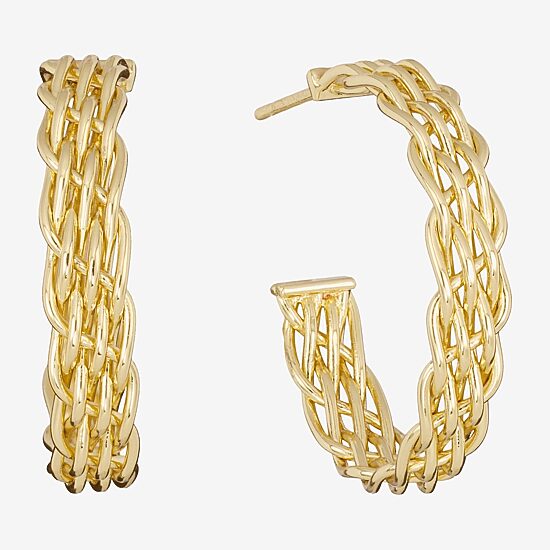 Silver Reflections Womens 14K Gold Over Brass 25mm Hoop Earrings