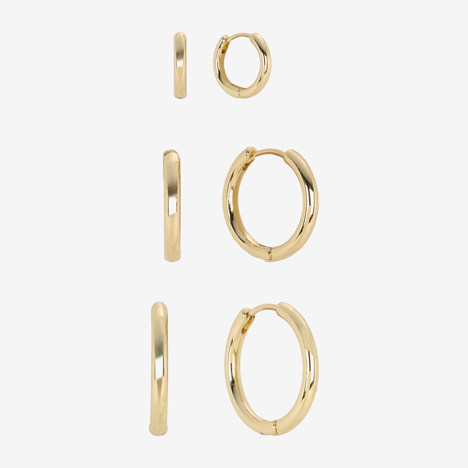 Silver Reflections Womens 14K Gold Over Brass 3 Pair Earring Set