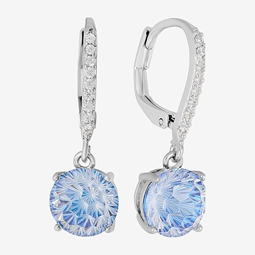 Sparkle Allure Womens Blue Cubic Zirconia Pure Silver Over Brass Drop Earrings