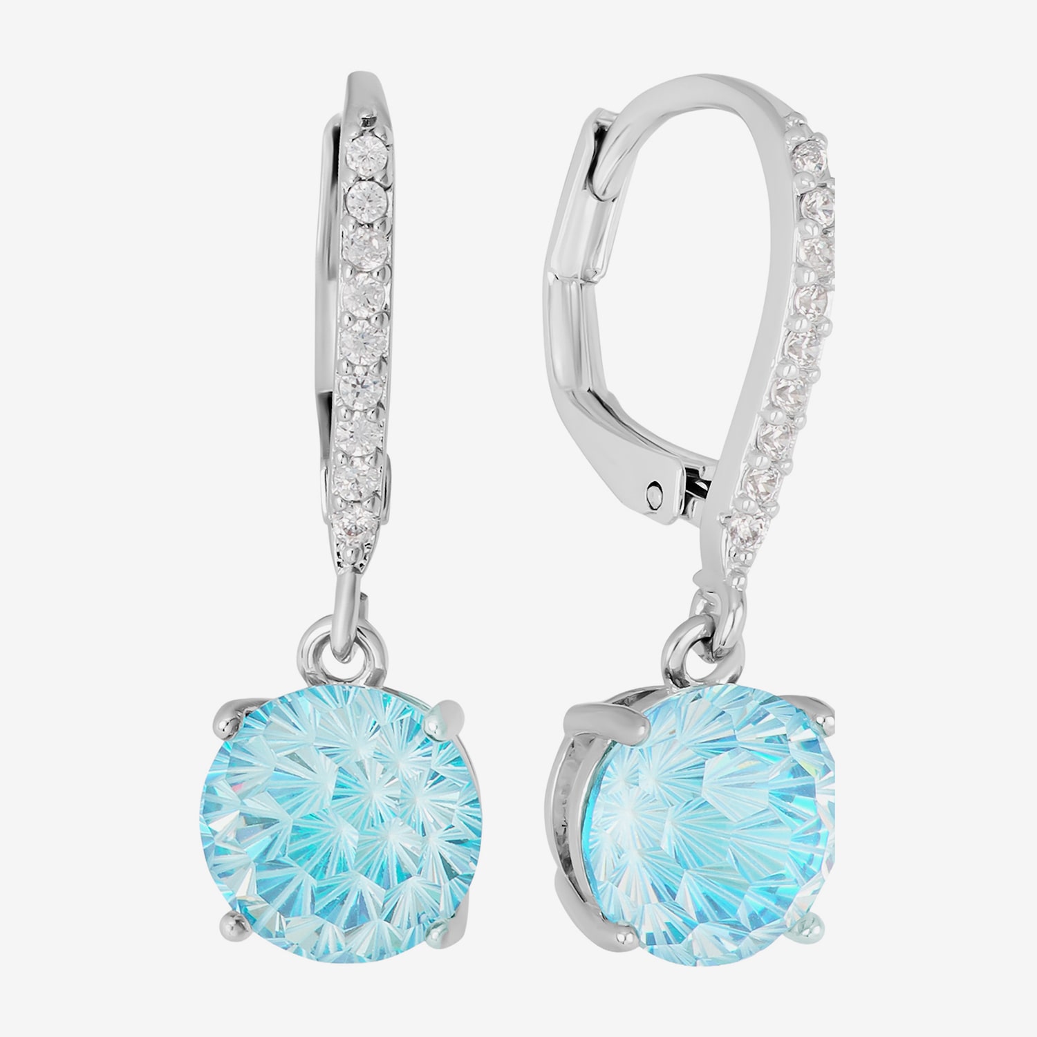Sparkle Allure Womens Blue Cubic Zirconia Pure Silver Over Brass Drop Earrings